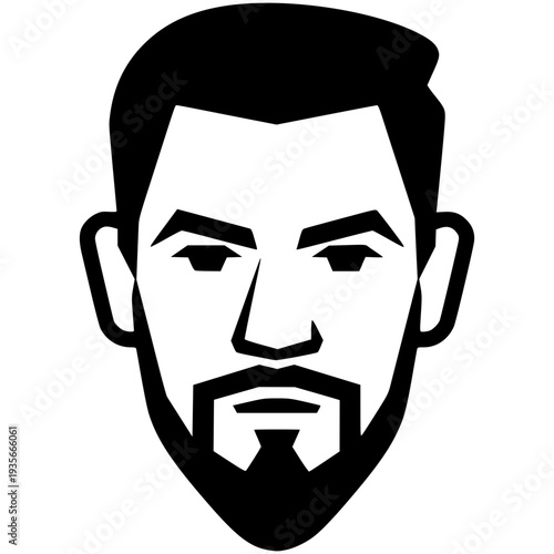 Simple cartoon illustration of a man wearing a spooky mask showing a funny and slightly evil character face