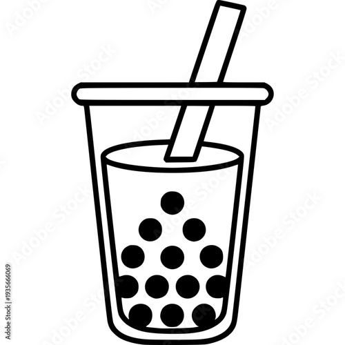 Bubble tea and straw isolated on white background vector illustration