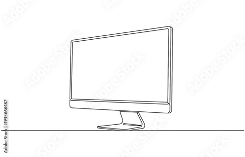 Single continuous line drawing of retro old classic personal computer processor unit.