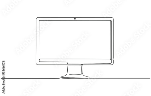 Single continuous line drawing of retro old classic personal computer processor unit.