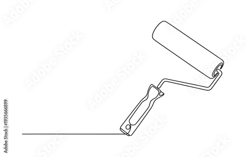 Continuous editable line drawing of paint roller.
