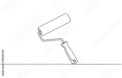 Continuous editable line drawing of paint roller.