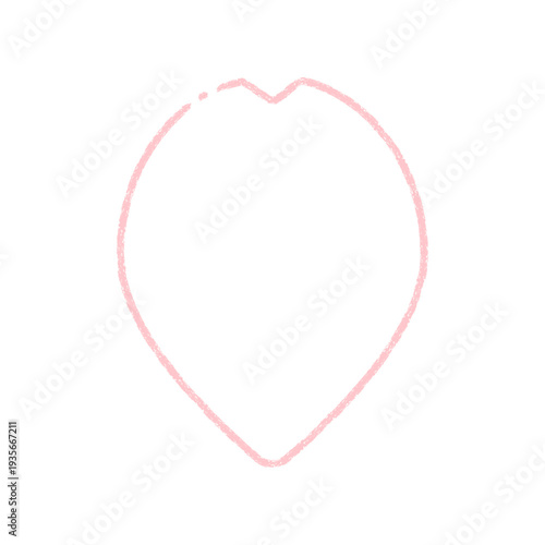 手描きの桜の花びらの線画フレーム素材 - 春･卒入学･日本のイメージのシンプルでかわいい装飾イラスト