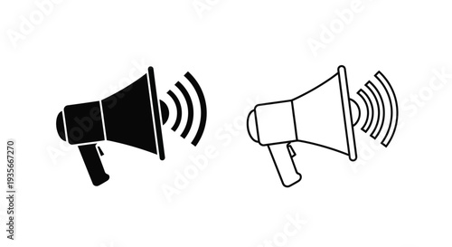 Set of 2 Megaphone Loudspeaker Icons Vector