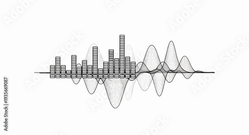 Dynamic equalizer bars and waveform visualizations, abstract audio