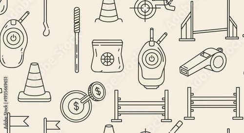 Collection of Horse Riding Icons Outlined.