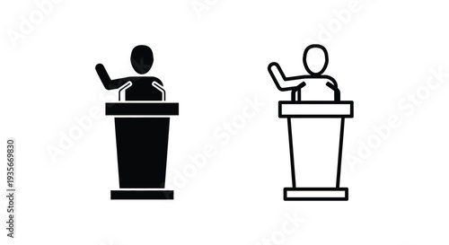 Public speaking icons set Vector