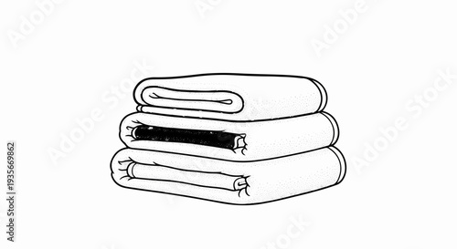 Stacked fabric rolls in a minimalist line drawing style