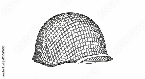 Wireframe military helmet with a lattice grid texture over its dome