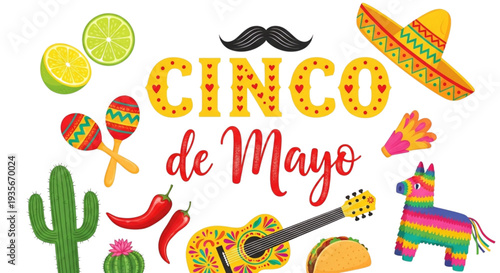 Vibrant Cinco de Mayo Fiesta Celebration Marketing Graphics for Festive Promotions and Party Invitations