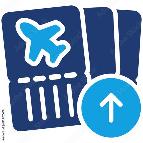 Flight Ticket Blue Color Icon