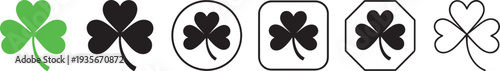 Modern Shamrock Icon Vector Set.