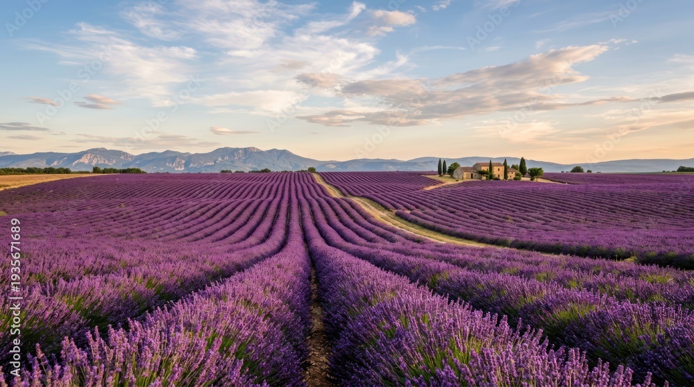 Fototapeta premium Provence Lavender Fields with a Charming Stone House