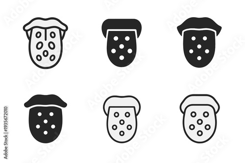 Senses Icon Variations. How our senses work. Icon set. Set Logo of How our senses work: mouth with taste buds. harmonious logo variations of the same