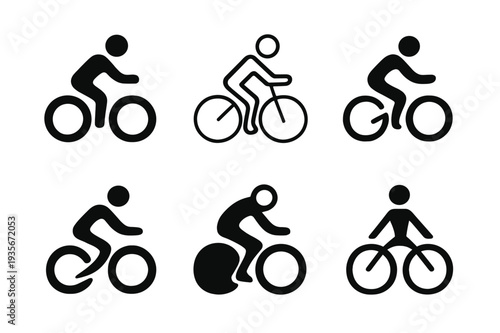 Healthy Lifestyle Logos. Healthy living and fitness routines. Icon set. Set Logo of Healthy living and fitness routines: cycling bike cadence. harmonious logo