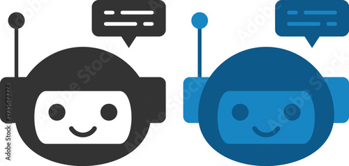 Modern chatbot and AI assistant line icons set. Featuring robot avatars, customer support bots, live chat bubbles, artificial intelligence and messaging concepts.