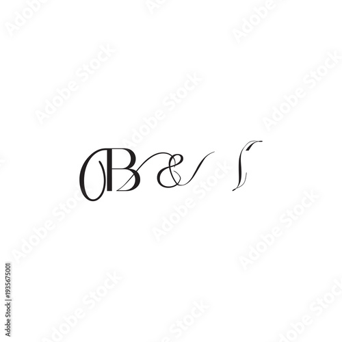 caligraphic style monogram luxury elegant logo design BI wedding initial concept letter