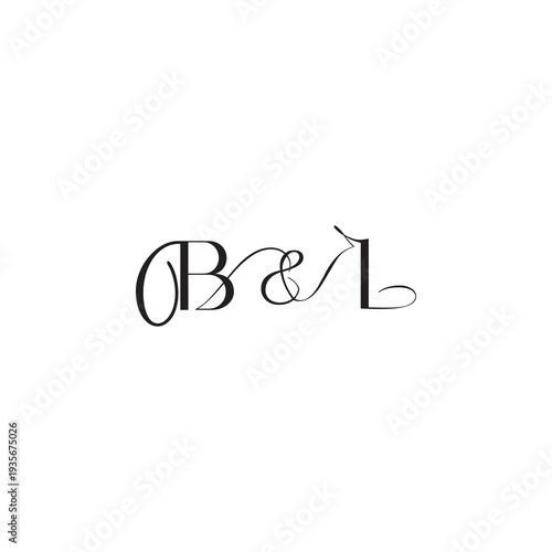 caligraphic style monogram luxury elegant logo design BL wedding initial concept letter