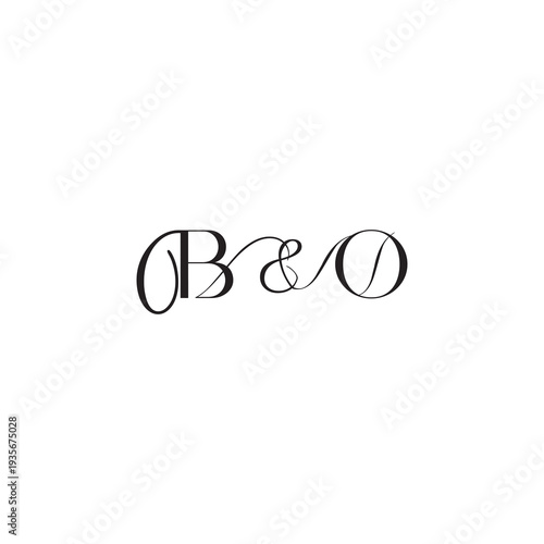 caligraphic style monogram luxury elegant logo design BO wedding initial concept letter