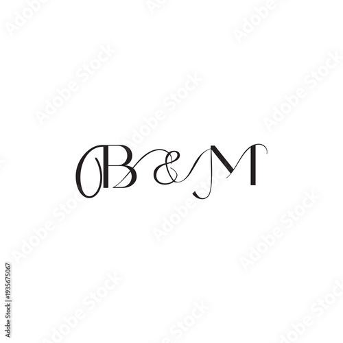 caligraphic style monogram luxury elegant logo design BM wedding initial concept letter