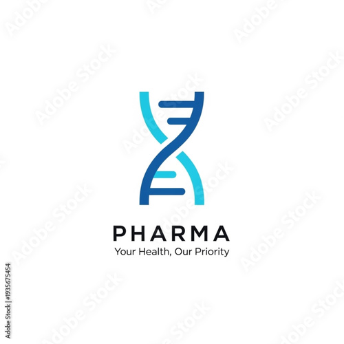 Pharma Company Logo with DNA Double Helix Symbol.