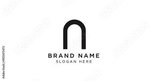 Minimalist modern brand identity template with abstract arch symbol.