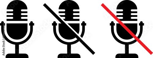 Microphone icons showing mute status variations