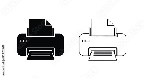 Minimalist printer icons set Vector