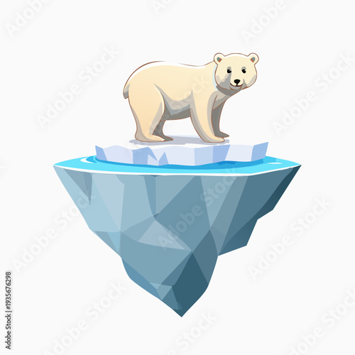 Ours polaire low poly sur iceberg flottant