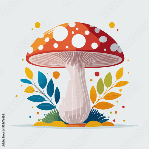 Champignon rouge à pois blancs – illustration stylisée