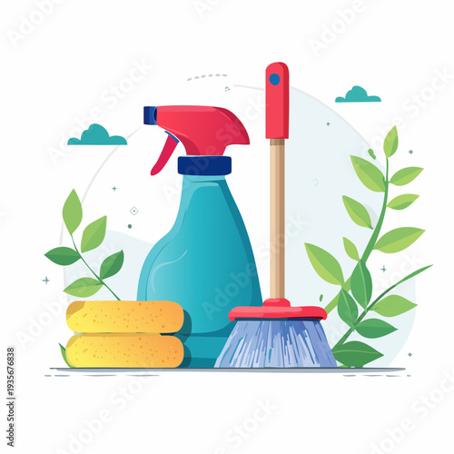 Kit de nettoyage – illustration d’accessoires ménagers
