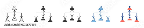 Depicting a clear visual representation of an organizational structure, these icons illustrate management hierarchy and team relationships, perfect for business and corporate design
