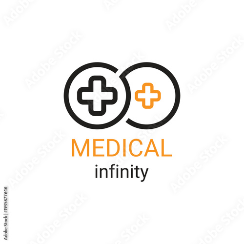 Two Linked Circles with Plus Signs. Two Intersecting Circles with Plus Signs