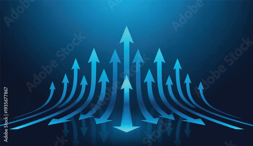 Abstract Blue Rising Arrows Financial Growth and Success Concept