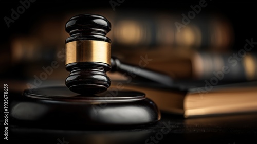 Gavel with Books in Background for Legal Presentations and Law - Related Projects