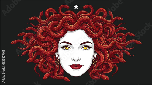 Medusa Gorgon Greek Mythology Character Portrait.