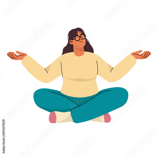 Peaceful girl solving her anxiety