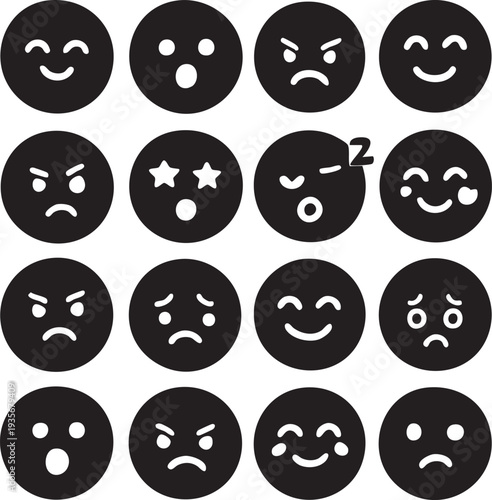 ミニマルな日本風禅絵文字フェイス	
