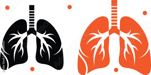 Healthy and unhealthy lungs comparison illustration