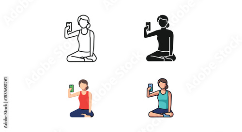 Woman Yoga Selfie Phone Illustration