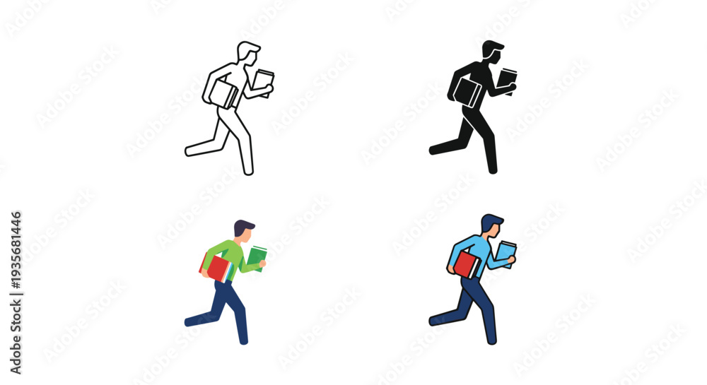 Fototapeta premium Student Running Books Commercial
