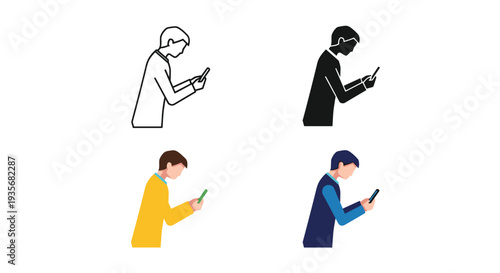 Man Phone Usage Business Icons
