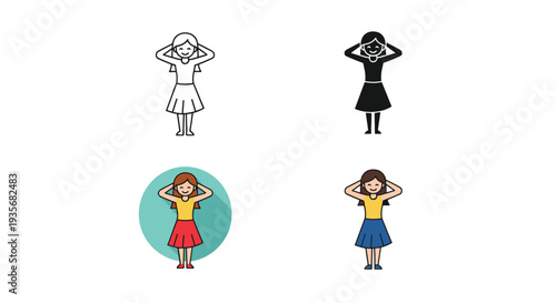 Woman Relaxing pose vector art and icon set