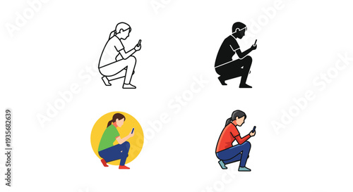 Person Squatting Phone Interaction Commercial