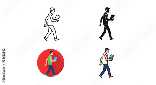 Man Walking Tablet Business Icon