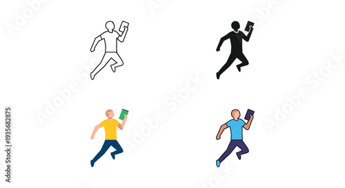 Runner Person Holding Device Commercial Vector