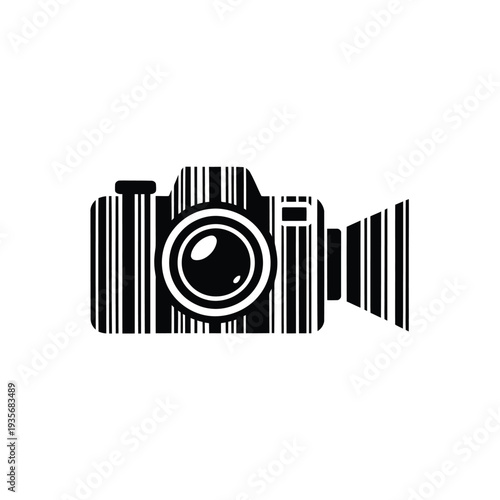 Simple black and white illustration of a classic film camera