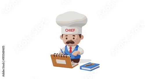 Chef Planning Menu Commercial Illustration