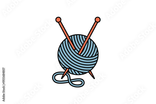 A ball of yarn with knitting needles illustration vector graphic
