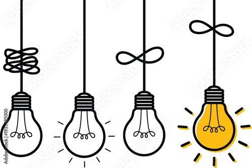 A lightbulb moment with a bright yellow glowing lightbulb illustration vector